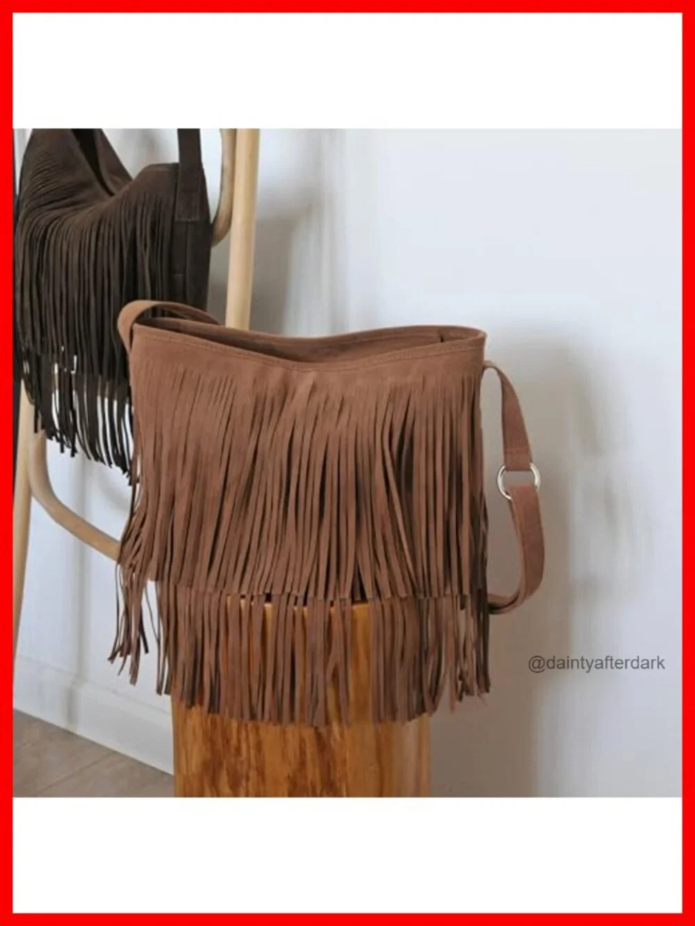 Faux Suede Leather Hobo Crossbody Bag Women Sling Shoulder Tassel